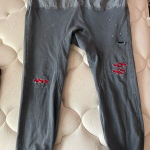 Gray and Red Leggings with Athletic Design